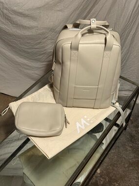 Monos Cream Travel Backpack with Matching Pouch